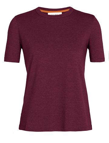 Cherry Women's Icebreaker Tencel Cotton Short Sleeve T Shirts | USA 1597TCEV